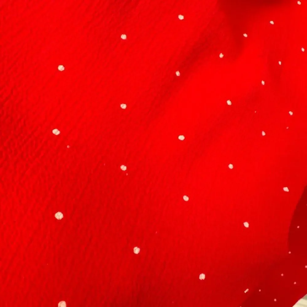 Vince Camuto Red Polka Dot Mock Neck Blouse | Women's Size Petite Large - Picture 3 of 5